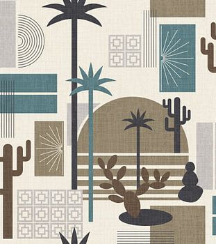 Palm Springs Geometric Escape Khaki Teal