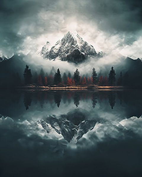 Reflectie van de berg in het meer van fernlichtsicht