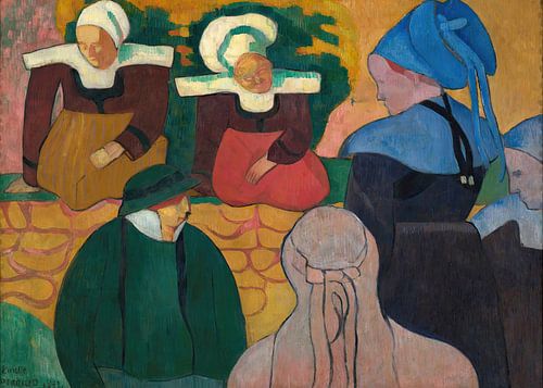 Emile Bernard - Bretonische Frauen an einer Mauer (1892)
