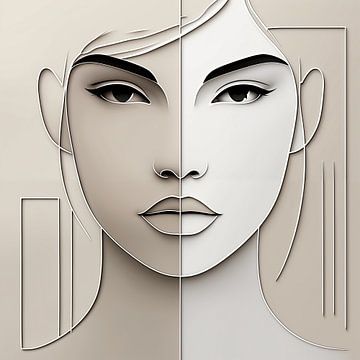 Abstrakte Balance - modernes symmetrisches Frauenporträt von Kleurenrijk
