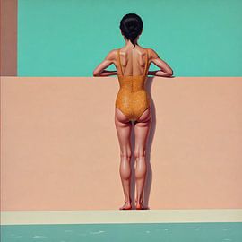 Golden Swimsuit by the Poolside by Jan Keteleer