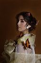 Porträt einer jungen Frau mit Schmetterlingen von Iris Kelly Kuntkes Miniaturansicht