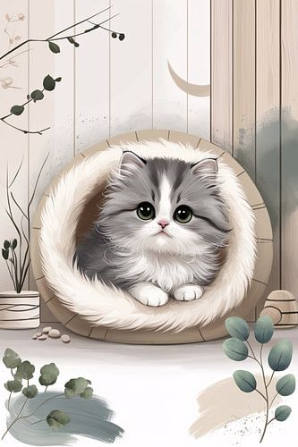 Schattige kat in rustgevende setting