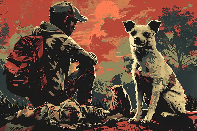Sunset with Dog and Guardian by Art & Soul Creations