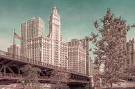 CHICAGO DuSable Bridge en Downtown vintage stijl van Melanie Viola thumbnail