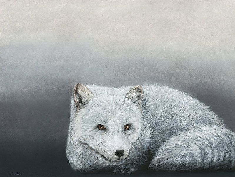 Winterlandschaft mit Polarfuchs von Helga Pohlen - ThingArt