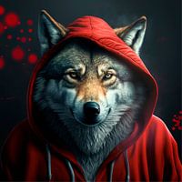 Wolf with a red cap