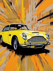 Aston Martin DB5 Sportwagen Oldtimer stilisiert Pop Art modern