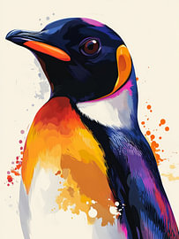 Portrait coloré d'un manchot royal à l'aquarelle sur mlaelaty 23