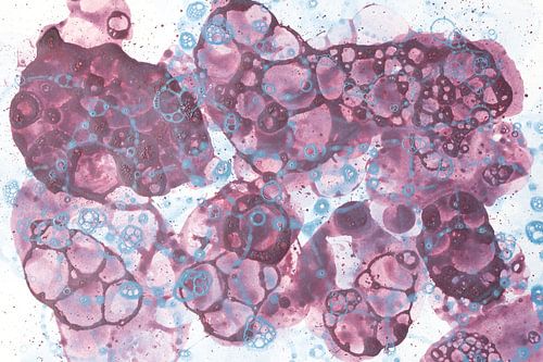 Paarse en lichtblauwe bubbels