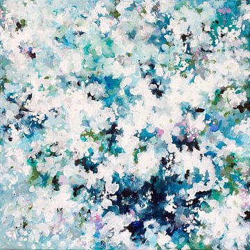 Splash! - abstract schilderij in koele tonen van Qeimoy