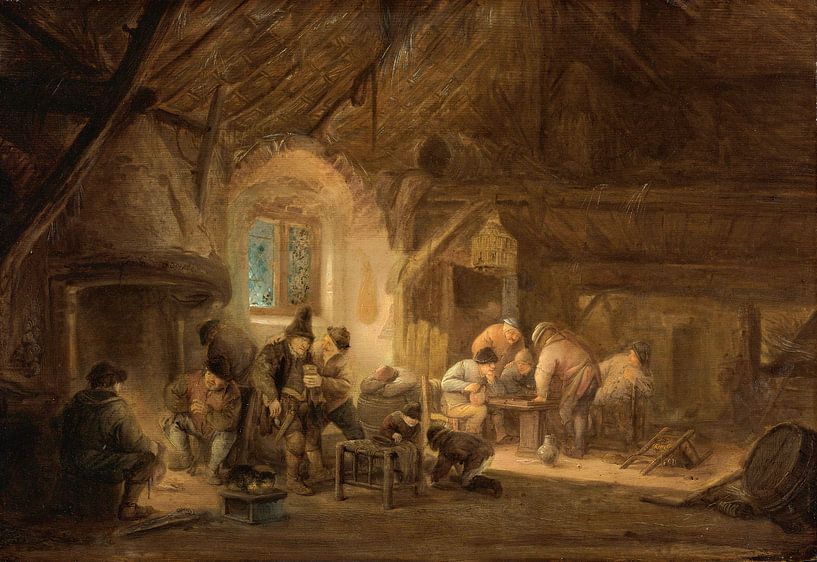 Bauern beim Trinken und Backgammon-spielen, Adriaen van Ostade von Meisterhafte Meister