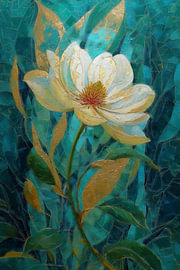 Gilded Magnolias I – Ivory Bloom