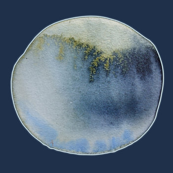 Soft Cool Aqua Mineral 957 – Abstracte Minimal Aquarel met Blauwe Diepte en Teal