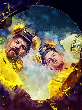 Breaking Bad Walter White & Jesse Pinkman Olie Vat van Art By Dominic