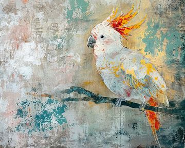 Peinture d'un perroquet coloré sur Caprices d'Art