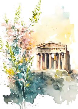 Aquarel Parthenon Griekenland van haroulita
