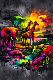 Neon Savannah Spirit – Wild Sunset Energy von ButterflyPix