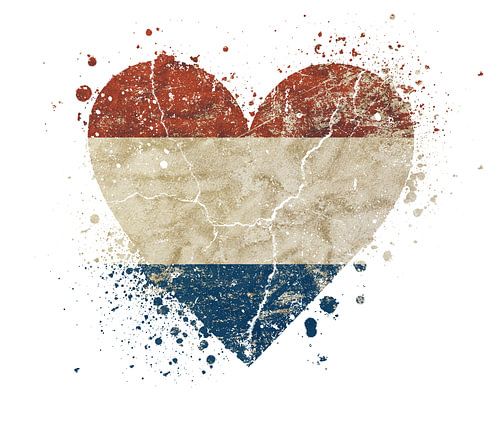 Heart shaped grunge vintage flag of Netherlands