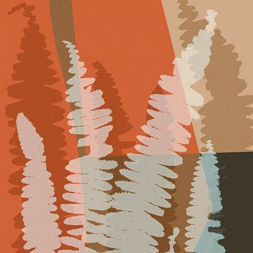 Varensbladeren in oranje, wit, bruin. van Dina Dankers