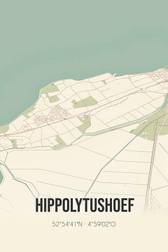 Vintage landkaart van Hippolytushoef (Noord-Holland) van MijnStadsPoster