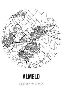 Almelo (Overijssel) | Landkaart | Zwart-wit van Rezona