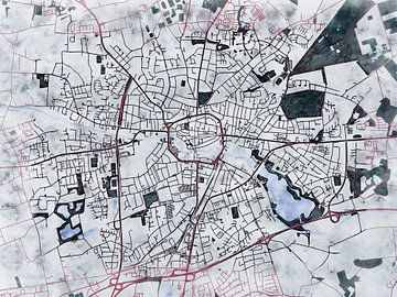 Kaart van Bocholt in de stijl 'White Winter' van Maporia