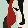 Portrait de femme aux formes stylisées et aux couleurs contrastées sur Eva Lee