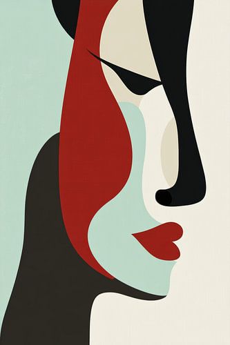 Female portrait in Stylised Shapes and Contrast Colours