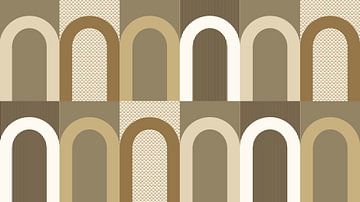 Mid-century Bauhaus arch shapes in gold beige