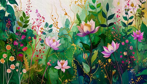 C'est l'été ! Champ de fleurs atmosphérique