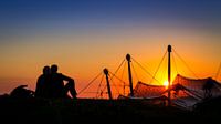 Romantic sunset at Munich Olympiastadion 