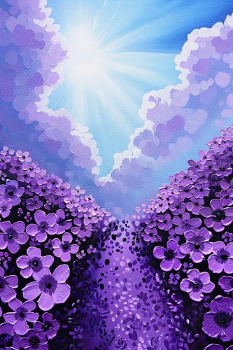 Abstract bloemenveld met paarse accenten