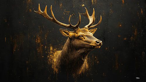 gouden hert op een zwarte achtergrond