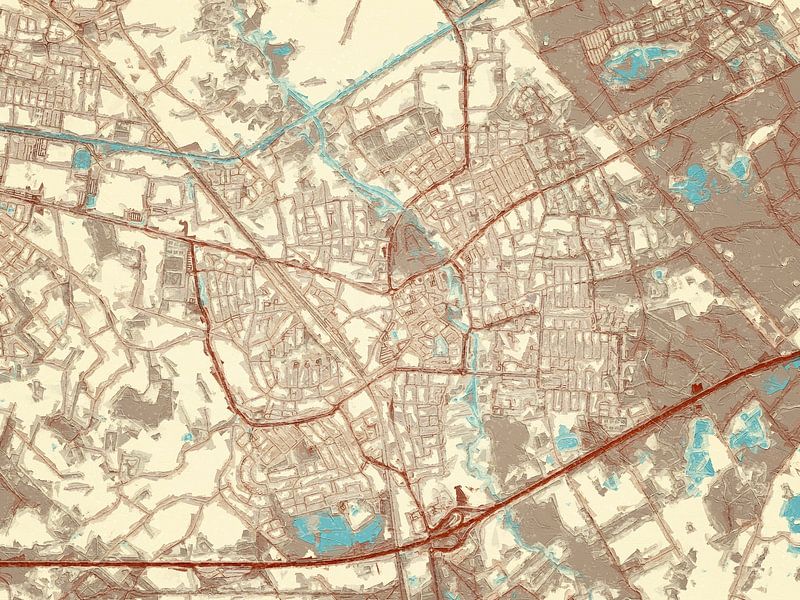 Map of Geldrop in the style Blue &amp; Cream by De Kaartenwinkel