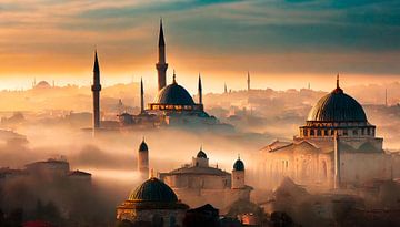 Istanbul stad met moskee van Mustafa Kurnaz