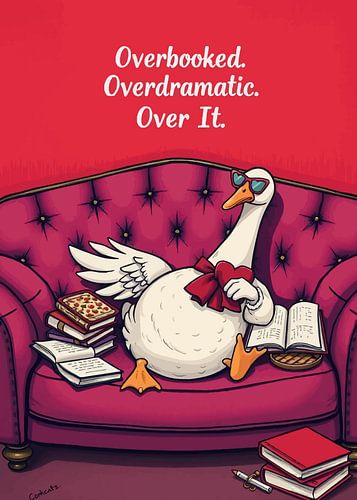 Overboekte gans op de bank