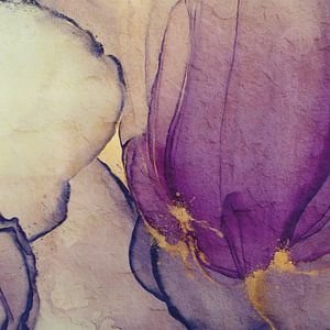 Botanical Brilliance IV Botanical Beauty Aquarelle abstraite en lilas/mauve et or étincelant