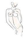 Strichzeichnung Körper einer nackten Frau mit Aquarell von Art By Dominic Miniaturansicht