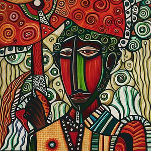 Afrikaanse man met parasol van Jan Keteleer