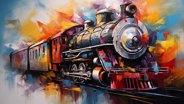 Locomotief abstract panorama van TheXclusive Art