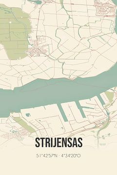 Vieille carte de Strijensas (Hollande du Sud) sur Rezona