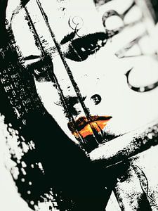 The white face with red lips