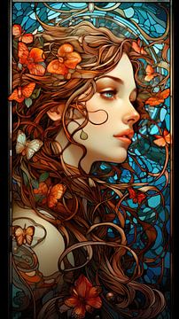 Art Nouveau (glas in lood) van Harry Herman