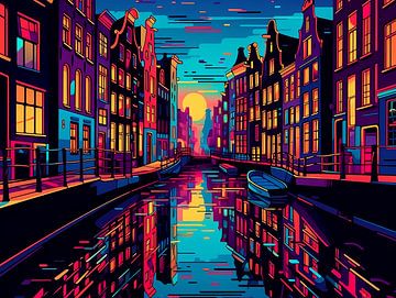 Amsterdam Canal by night by Dunto Venaar