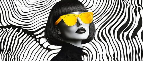 Femme moderne avec lunettes de soleil jaunes