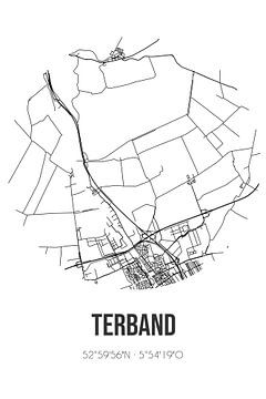 Terband (Fryslan) | Karte | Schwarz und weiß von Rezona