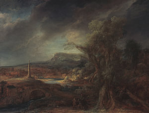 Landschaft mit Obelisk, Govert Flinck - 1638