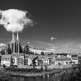 Görlitz - panorama de la vieille ville (noir et blanc) sur Frank Herrmann