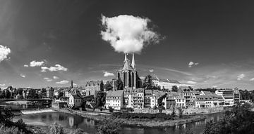 Görlitz - panorama de la vieille ville (noir et blanc)